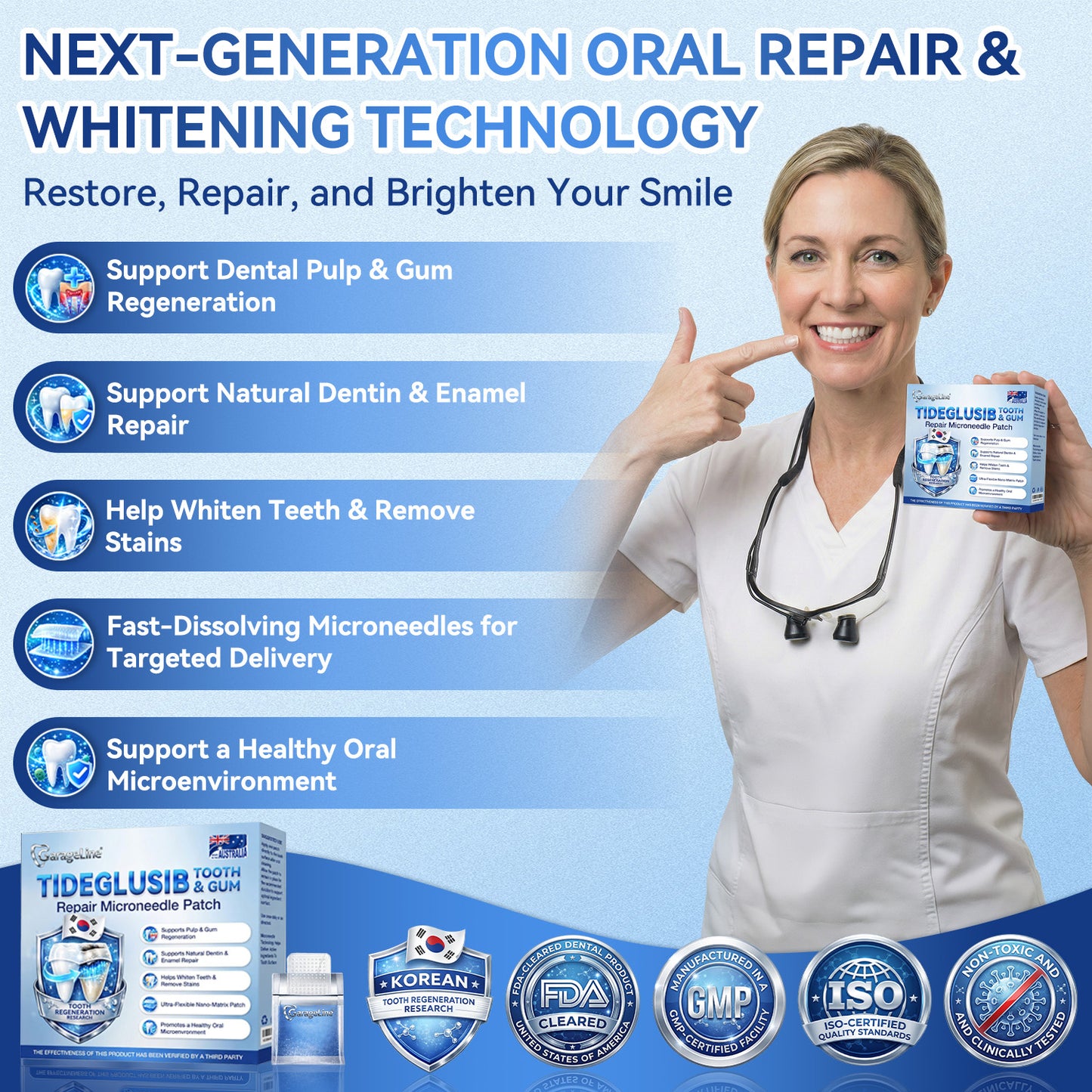GаrаgеLіnе® 🦷 Tideglusib Fast‑Dissolving Tooth & Gum Repair Oral Strips 😁 (Supports tooth repair and helps relieve gum discomfort and other common oral concerns)